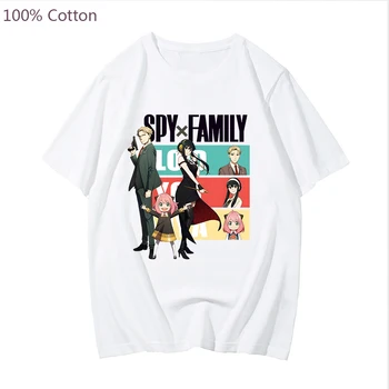 Тениска Ени Forger, тениска Spy x Family с Аниме принтом, тениска Yor Loid, Мъжки/Женска Тениска с графичен Дизайн, Лятна Тениска Y2k, Ежедневни Памук Топ Оверсайз