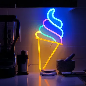 Led Неон лека нощ Знак Актуализирана Гъвкава Неонова Светлинна Табела Стенни Лампа за Сладолед с USB Горивото Неонови Светлини за Интериор на Спалнята