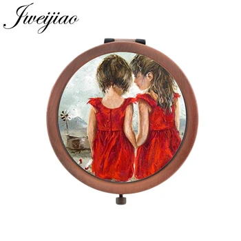 JWEIJIAO 2019 сестри най-добрите приятели на Кръгли Огледала за Здраве и Красота Нови Дамски Модни Инструменти Огледала за грим ST92