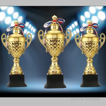 Адаптивни голям търговски метални трофей с покритие футболен трофей баскетболен трофей медал за спомен универсален голям трофей