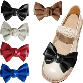 2 броя 3D Кожени Скоби за Обувки с Лък, Диви Токчета, Модерни Декоративни Орнаменти за Обувки, Дамски официални Сватбени Аксесоари