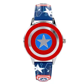 DISNEY Детски часовници за момчета Детски Часовници Отмъстителите Капитан Америка и спайдърмен Супергерой Светещ Мода е Лесна и Готина