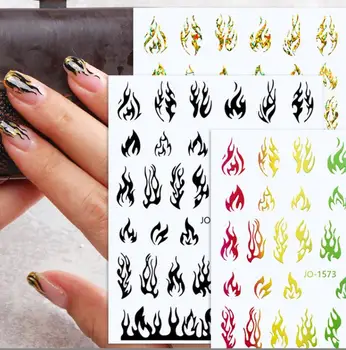 стикери за нокти Стил Пламъка на Високо Качество на 3D Гравирано Стикери За Нокти Художествени Декорации Стикери За Нокти Дизайн Корея