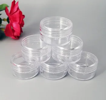 100шт 5 г прозрачна пластмасова банка за крема козметични контейнер за проби опаковка малки кръгли кутии