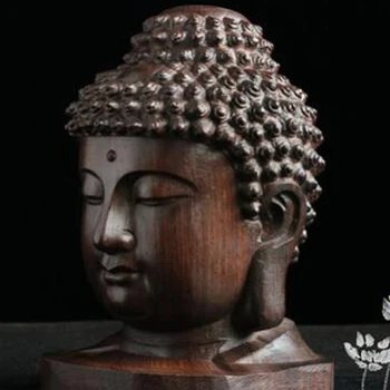 Статуя На Буда Дърво, Дървена Статуетка Махагон Индия Статуя На Главата На Буда Занаяти Декоративен Орнамент