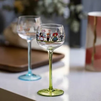 Чаша за вино, Чаша за коктейли, чаши за вода, Скандинавски Нишевый Стил Taza De Cristal елзаски стил Злодей Традиционната Зелена Foot Чаша