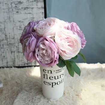 роза изкуствени цветя, истински чувствителен на допир латекс цветя изкуствен силикон Висококачествен фалшив букет от рози за украса за дома на сватбени партита