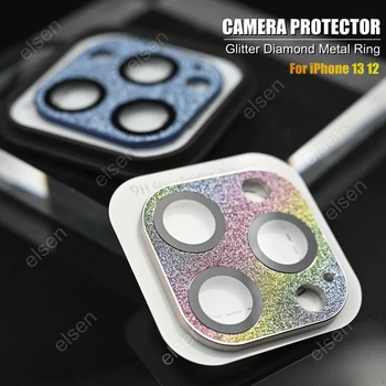 xXx iPhone 13 Pro Max, anneau en alliage de paillettes HD, Film d ' цел en verre trempé pour iPhone 13 12 11 Mini
