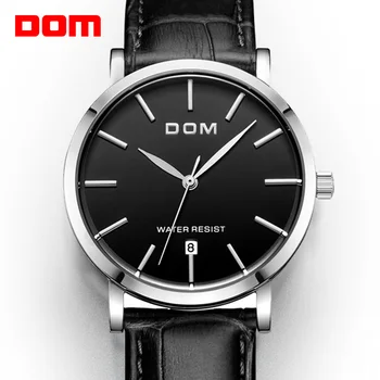 Dom ежедневни часовници водоустойчиви реколта настолни тънки мъжки настолни модерен часовник с каишка от естествена кожа настолни мъжки часовник M-259L-1M