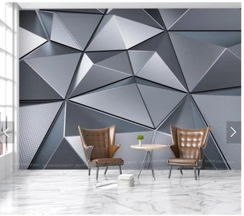 Обичай 3D papel de parede, геометрична метална стенопис за хола диван спалня фон начало декор тапети