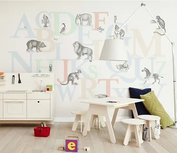 Горски Животни Жираф на Лъв, Маймуна стикери за стена за детска стая Стикер на Стената 3D Анимационен филм рисувани Стенни Тапети Декор Спални Плакат