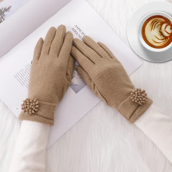 Есенно-зимни дамски Сгъстено кашмир вълнени ръкавици на руното Облицовки за Езда със сензорен екран за управление, Тънки Топло