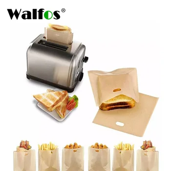 Walfos 3 Парчета 16*16,5 см, Огнеупорни Антипригарный Хляб За Тостер Торбички За Микровълнова Печка Скара Хляб на Торби за Многократна употреба За Тостеров
