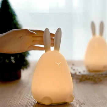 Kawaii Mi Rabbit Потупа Силикон Led Лампа нощна светлина Многоцветен Сензорен екран Сензор за Управление на Крана е най-Добрият Подарък за Деца Baby Light Kids