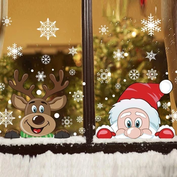Весела Коледа Стикери За Стена Мода Дядо Коледа Прозореца на Стаята Декорация на PVC Винил Нова Година Начало Декор Подвижна